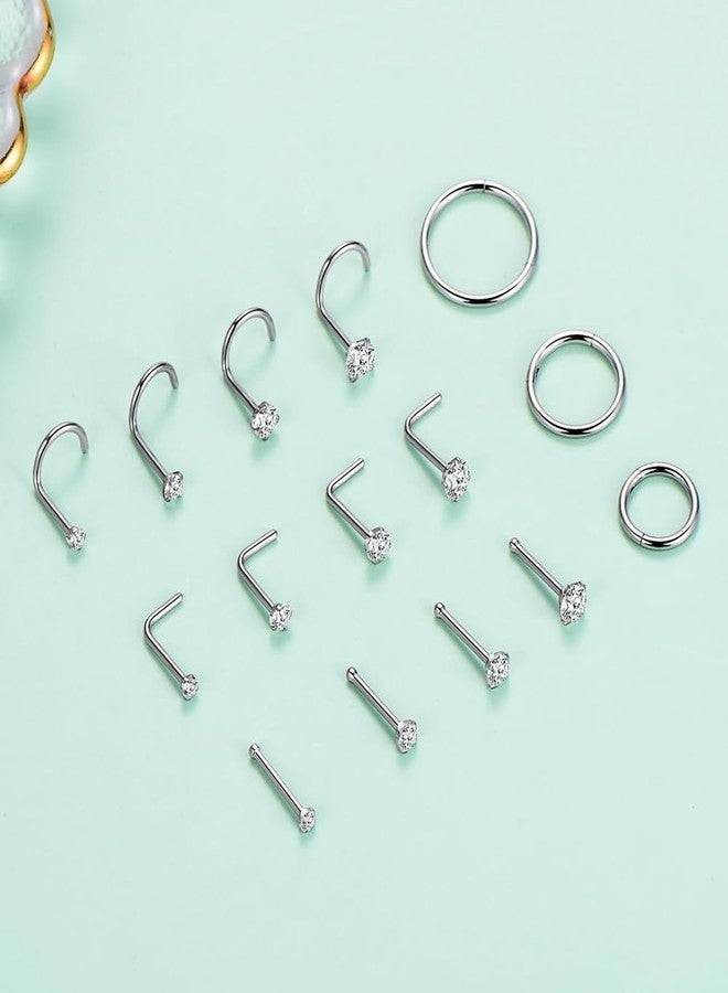 intera Stainless Steel 20G 18G Nose Rings Hoop and Nose Studs Sets Piercings Jewelry for Women and Men Hinged Clicker Segment Nose Rings Hoop Helix Cartilage Daith Tragus Sleeper Earrings - Image 3